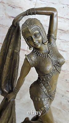 Grand Dimitri Chiparus Danseuse Art Déco Bronze Sculpture Marbre Base Nr