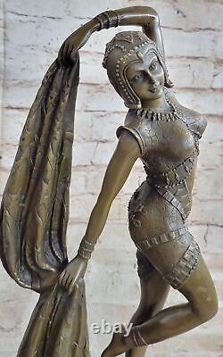 Grand Dimitri Chiparus Danseuse Art Déco Bronze Sculpture Marbre Base Nr