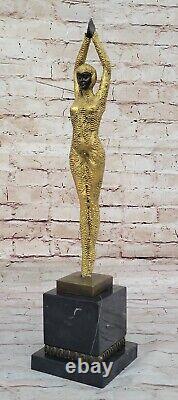 Grand Dimitri Chiparus Danseuse Art Déco Bronze Sculpture Marbre de Base