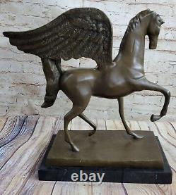 Grand Et Lourd Western L'Europe Art Déco Sculpture Pegasus Solide Bronze Statue