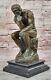 Grand Rodin Famous The Thinker Bronze Marbre Sculpture Art Déco De Figurine
