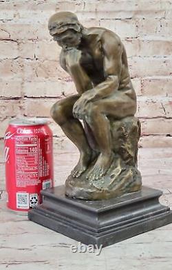 Grand Rodin Famous The Thinker Bronze Marbre Sculpture Art Déco de Figurine