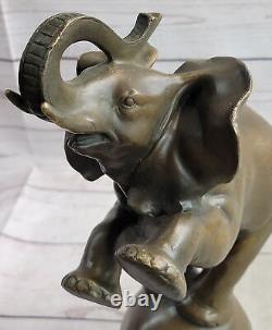 Grand Signée Art Déco Africain Éléphant Bronze Sculpture Par Bugatti Fonte Solde