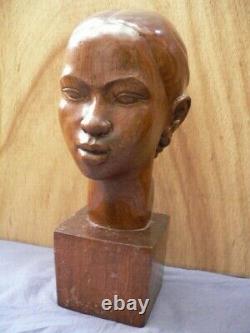 Grande sculpture bois C. ANDREA ART DECO 1930 wood statue ENORME COTE AFRICANISTE