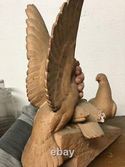 Henri Bargas Terre Cuite Pigeon Paon Sculpture Art Deco