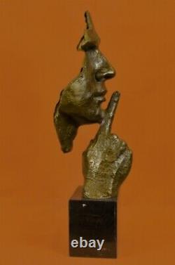 Homme Visage Sculpture Statue Bronze Dali Le Silence Fonte Art Déco Solde