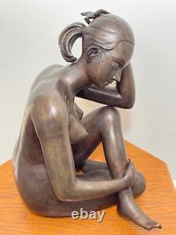 Intéressant Art Déco Style Nubile Bronze Érotique Tribal Chair Femme Sculpture