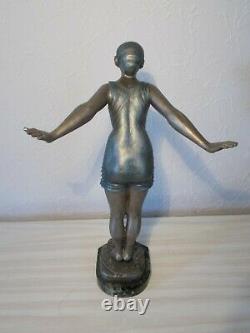 Jolie sculpture art deco 1930 statue femme baigneuse 36cm ancienne statuette