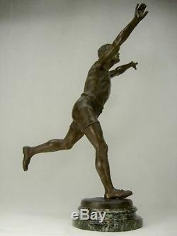 Joseph Carlier Superb Statue Sculpture Art Deco 1920 Homme Nu Athlete Sports