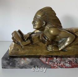 L Indien, sculpture en Bronze d époque art déco signé Guido