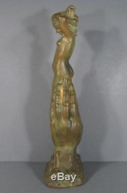 L'offrande Sculpture Ancienne Femme Nue Art Déco Terre Cuite Signée Bouraine