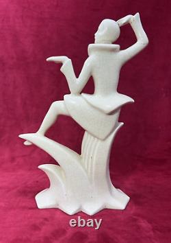 Lady Women Crackle Glaze Sculpture Statue Femme Craquele Art Deco Egyptomanie