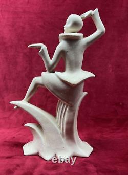 Lady Women Crackle Glaze Sculpture Statue Femme Craquele Art Deco Egyptomanie