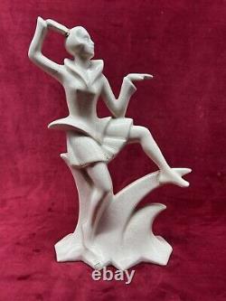 Lady Women Crackle Glaze Sculpture Statue Femme Craquele Art Deco Egyptomanie