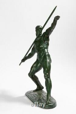 Lanceur de Javelot. Bronze Art Déco signé GUERO. Circa 1940