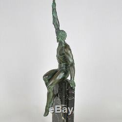 Le Faguays, max Le Verrier, Gloire, Sculpture En Régule Vert, Art Déco, XXème S