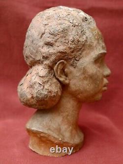 Léon MORICE sculpture terre cuite portrait femme Africaine Art Déco africanisme