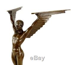 Magnifique Art Déco Sculpture Icarus en Bronze Sign. Gennarelli