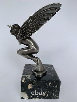 Mascotte Automobile Femme Ailee Art Deco Bronze Argente Marcel Bonnot H3547