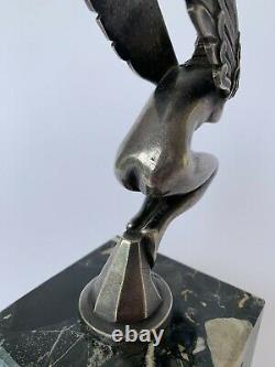 Mascotte Automobile Femme Ailee Art Deco Bronze Argente Marcel Bonnot H3547