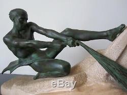 Max Le Verrier Grande sculpture Le Pêcheur Art Deco