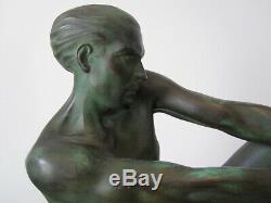 Max Le Verrier Grande sculpture Le Pêcheur Art Deco