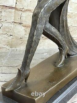 Mirval Art Déco Danseuse Performer Showgirl Brun Patine Bronze Statue Sculpture