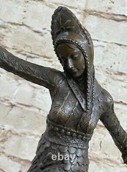 Mirval Art Déco Danseuse Performer Showgirl Brun Patine Bronze Statue Sculpture