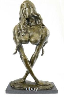 Original Art Déco Moderne Abstrait Chair Femelle Figurine Bronze Marron Signé
