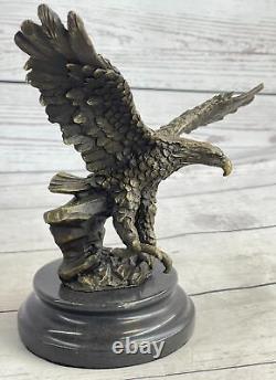 Original Signé Vienne Bronze Aigle Sculpture Autriche Art Déco Marbre Figurine