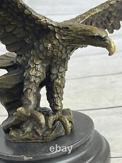 Original Signé Vienne Bronze Aigle Sculpture Autriche Art Déco Marbre Figurine