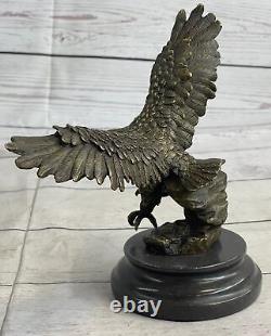 Original Signé Vienne Bronze Aigle Sculpture Autriche Art Déco Marbre Figurine