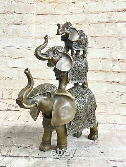 Ouest Pure Bronze Marbre Art Déco Sculpture Chanceux Éléphant Figurine Statue