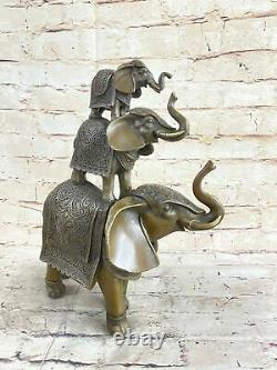 Ouest Pure Bronze Marbre Art Déco Sculpture Chanceux Éléphant Figurine Statue