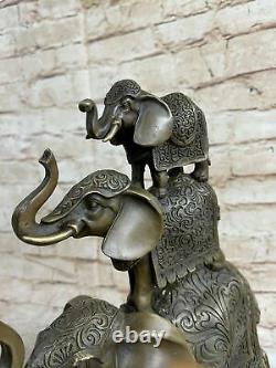 Ouest Pure Bronze Marbre Art Déco Sculpture Chanceux Éléphant Figurine Statue