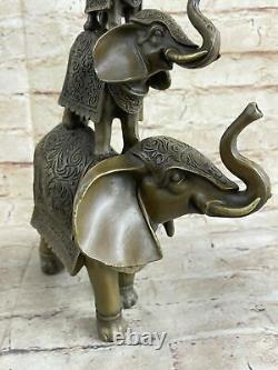 Ouest Pure Bronze Marbre Art Déco Sculpture Chanceux Éléphant Figurine Statue