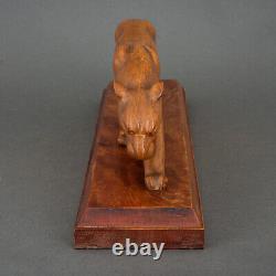 Panthère cubisante en bois Art déco sculptée dans la masse 1930 H6331