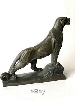 Panthere sculpture animalière Art Déco régule argenté signé FRECOURT Maurice XXe
