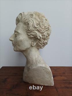 Pascal Boureille (1909-1999) Buste Art Deco en plâtre sculpture femme