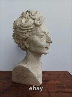 Pascal Boureille (1909-1999) Buste Art Deco en plâtre sculpture femme