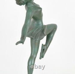 Patineuse, sculpture en métal, Art Déco, XXème Siècle
