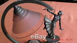 Petite Lampe Sculpture Femme Bronze Argente Art Deco/socle En Marbre / Lampe