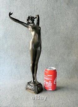 Philippe Grande Sculpture Bronze Nu Féminin Réveil Bronze Art Déco 1930 (1)