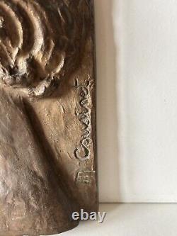 Profil de femme Bronze Bas relief Marguerite Cousinet Art déco