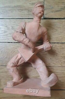 RARE Aleksander GOLOVINE 2 statues terre cuite Musiciens Russes Art Déco