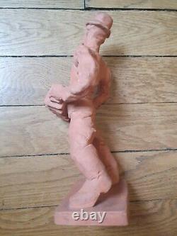 RARE Aleksander GOLOVINE 2 statues terre cuite Musiciens Russes Art Déco