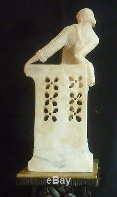 R. BULONI Jeune fille à la balustrade Sculpture ART DECO