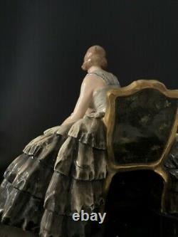 Rare Et Grande Sculpture Ceramique Femme Assise 1930 Signee Guido Cacciapuoti
