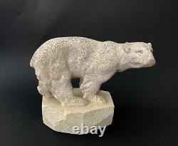 Rare Sculpture Ceramique Crispee Ours Polaire Sur Glacier Art Deco 1930 Sevres