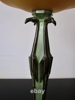 Rare ancienne Lampe Max Le Verrier FLAMANTS. Sculpture Art Déco